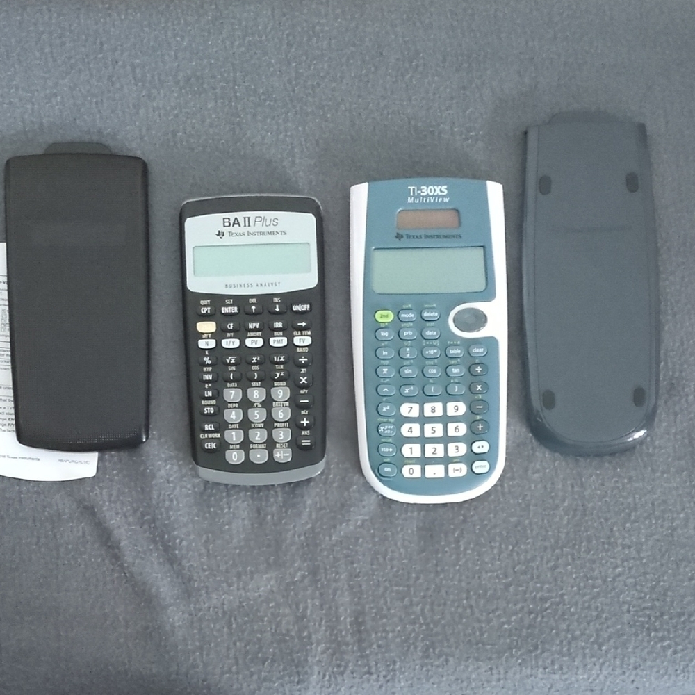 Texas Instruments BA II Plus and TI-30XS Calculators - Black and Green